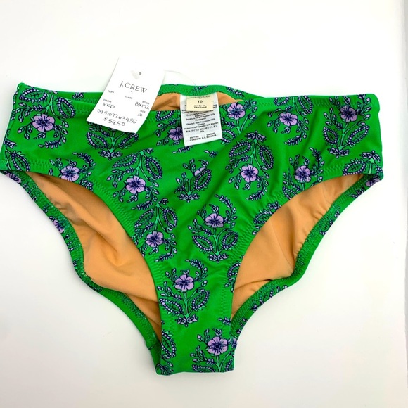 NWT J Crew Crewcuts Girls' Swimsuit Bottom UPF 50+ Size 10 Green Purple Floral - Picture 1 of 4